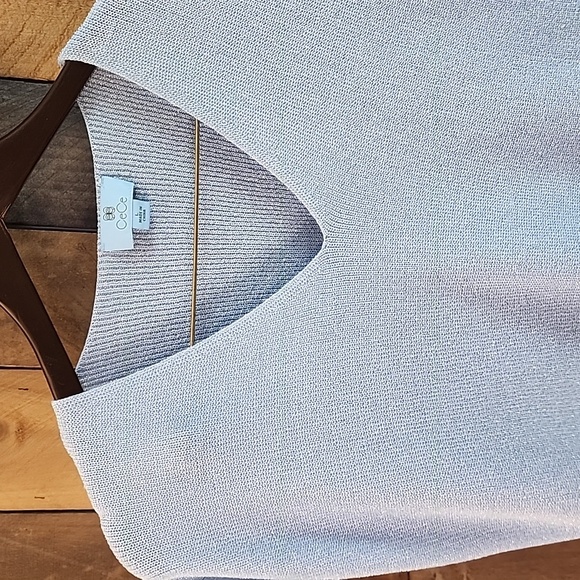 CeCe Ice Blue Shimmer Top Size L - Picture 3 of 6